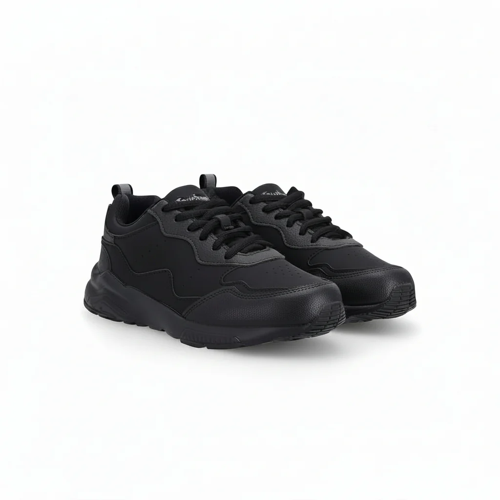 Toughees Older Kids Lace up Trainers- Black